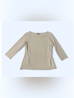 Carmen Marc Valvo Soft Cream Long-Sleeve Top